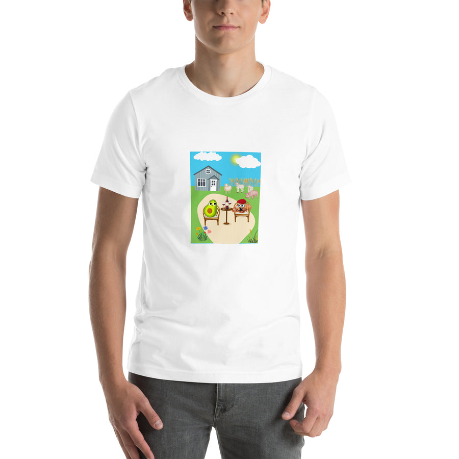 Monsieur Croissant at the Farm Unisex t-shirt