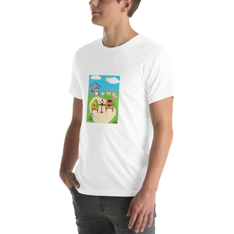 Monsieur Croissant at the Farm Unisex t-shirt